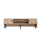 Meuble TV de style moderne du milieu du siècle de 180 cm avec portes à fermeture amortie et rangement dissimulé