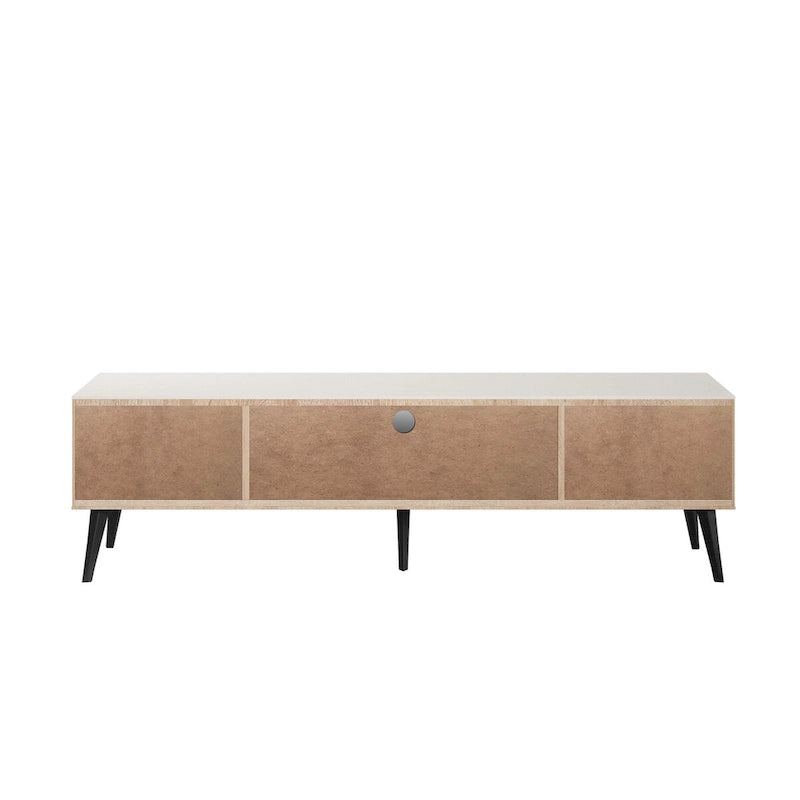 Meuble TV de style moderne du milieu du siècle de 180 cm avec portes à fermeture amortie et rangement dissimulé