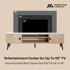 Meuble TV de style moderne du milieu du siècle de 180 cm avec portes à fermeture amortie et rangement dissimulé