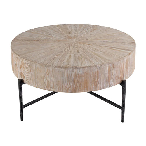 Table basse ronde en bois et fer Akemi de 97,8 cm de large