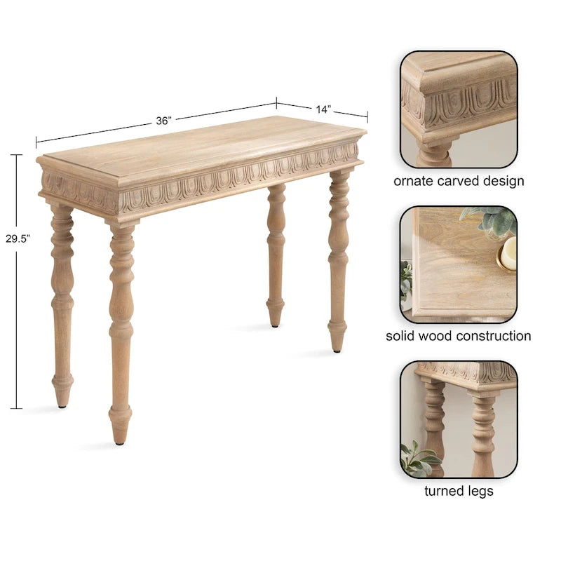 Console en bois sculpté Patresa de Kate and Laurel - 36x14x30
