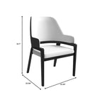 Chaise de salle à manger Ethora en cuir avec dossier ouvert incurvé et pieds en bois d'hévéa
