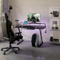 Bureau d'ordinateur gaming en carbone avec étagères