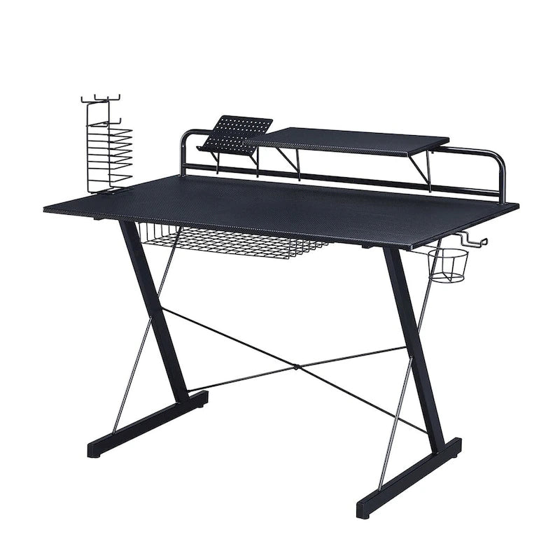 Carbon Computer Gaming Desk with Shelving