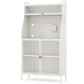 Étagère de cuisine à 5 niveaux avec armoire, panneau perforé et crochets – 161,3 cm H, blanc et or (capacité de 104,3 kg)