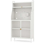 Étagère de cuisine à 5 niveaux avec armoire, panneau perforé et crochets – 161,3 cm H, blanc et or (capacité de 104,3 kg)