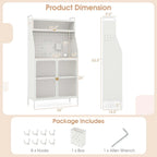 Étagère de cuisine à 5 niveaux avec armoire, panneau perforé et crochets – 161,3 cm H, blanc et or (capacité de 104,3 kg)