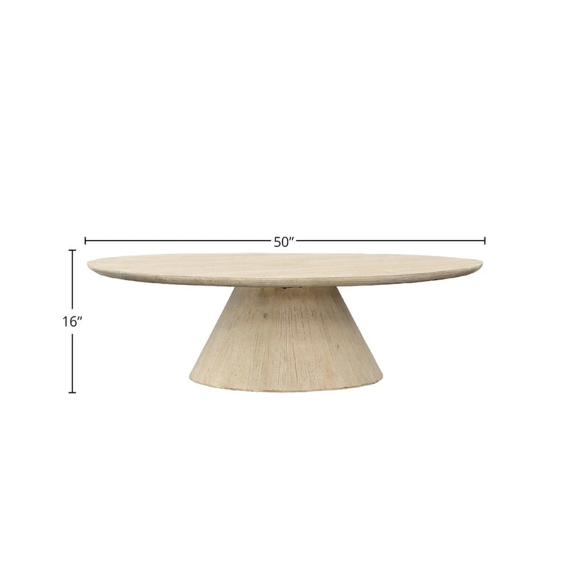 Table basse carrée en pin recyclé – Finition blanc cassé délavé à chaud (50"L x 50"P x 16"H)
