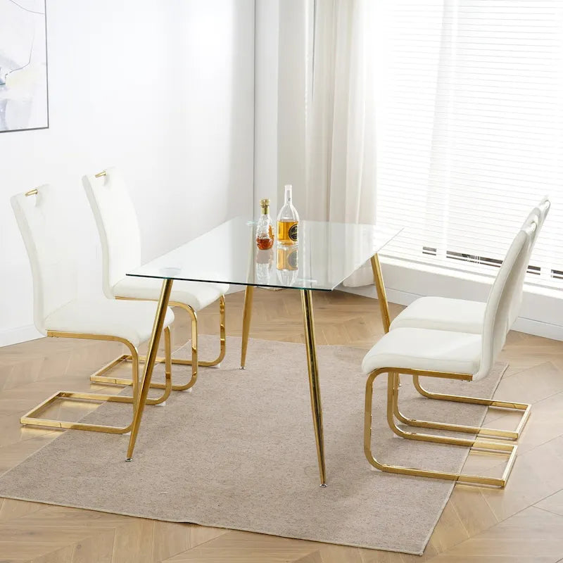 Chaises de salle à manger modernes avec pieds en métal chromé – Assise en PU, design ergonomique, lot de 4