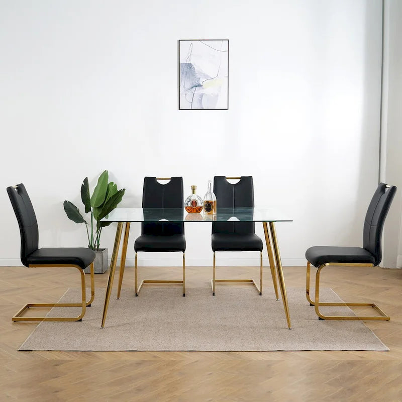 Chaises de salle à manger modernes avec pieds en métal chromé – Assise en PU, design ergonomique, lot de 4