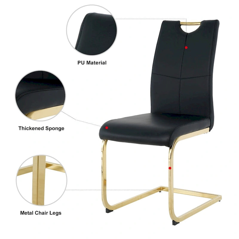 Chaises de salle à manger modernes avec pieds en métal chromé – Assise en PU, design ergonomique, lot de 4