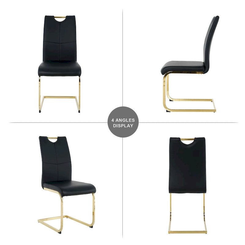 Chaises de salle à manger modernes avec pieds en métal chromé – Assise en PU, design ergonomique, lot de 4