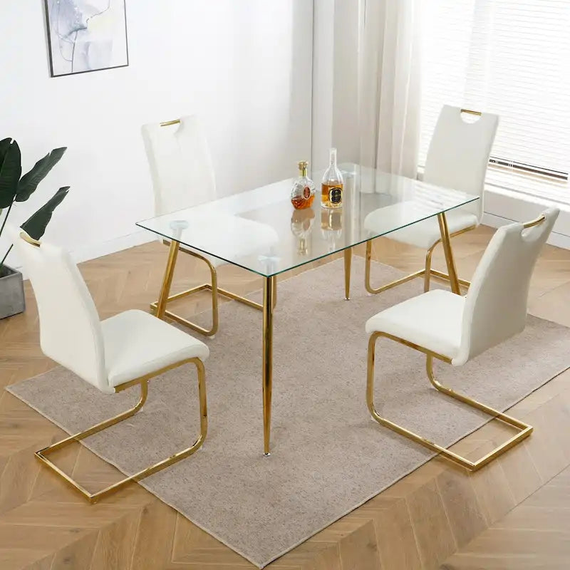 Chaises de salle à manger modernes avec pieds en métal chromé – Assise en PU, design ergonomique, lot de 4