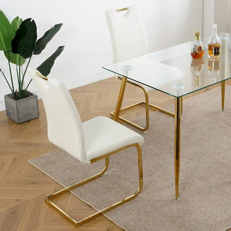 Chaises de salle à manger modernes avec pieds en métal chromé – Assise en PU, design ergonomique, lot de 4
