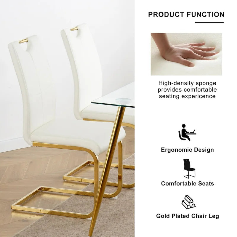 Chaises de salle à manger modernes avec pieds en métal chromé – Assise en PU, design ergonomique, lot de 4