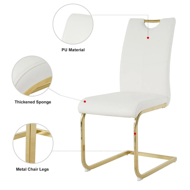 Chaises de salle à manger modernes avec pieds en métal chromé – Assise en PU, design ergonomique, lot de 4