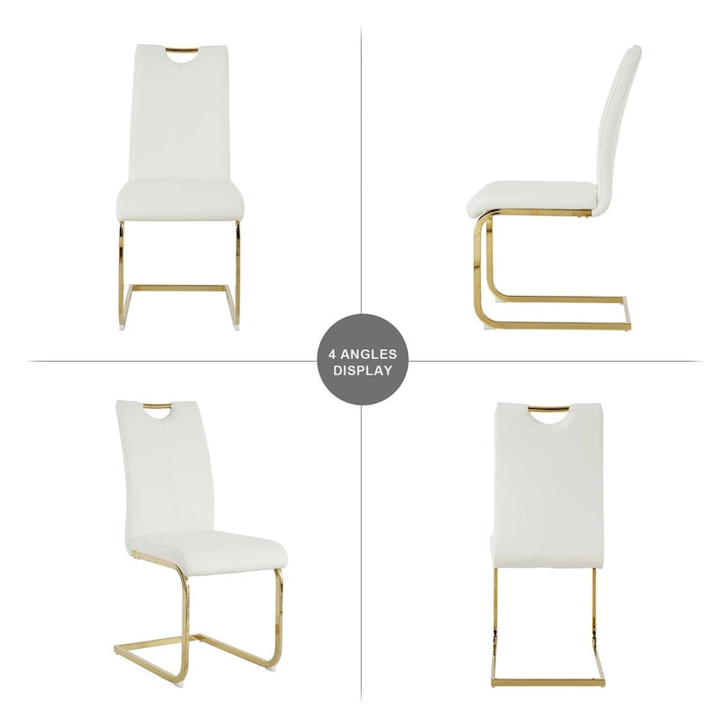 Chaises de salle à manger modernes avec pieds en métal chromé – Assise en PU, design ergonomique, lot de 4