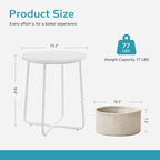 Table de chevet ronde avec panier en tissu de lin – Table d'appoint pour chambre à coucher ou chambre de bébé (beige/noir)