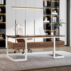 Bureau exécutif de 160 cm avec étagère de rangement – Finition bois vintage, bureau d'ordinateur résistant aux rayures pour bureau à domicile