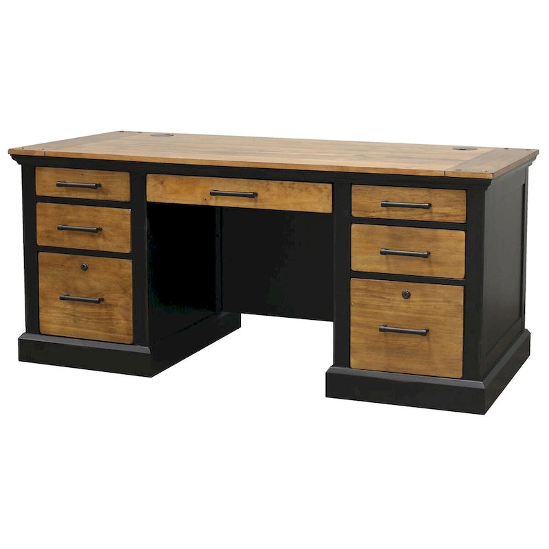 Toulouse Executive Writing Desk – French-Inspired, Ringed Steel Frame, Black