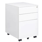 Meuble classeur mobile à 3 tiroirs avec serrure, en acier, pour documents de format légal/lettre/A4/F4, entièrement assemblé avec roulettes