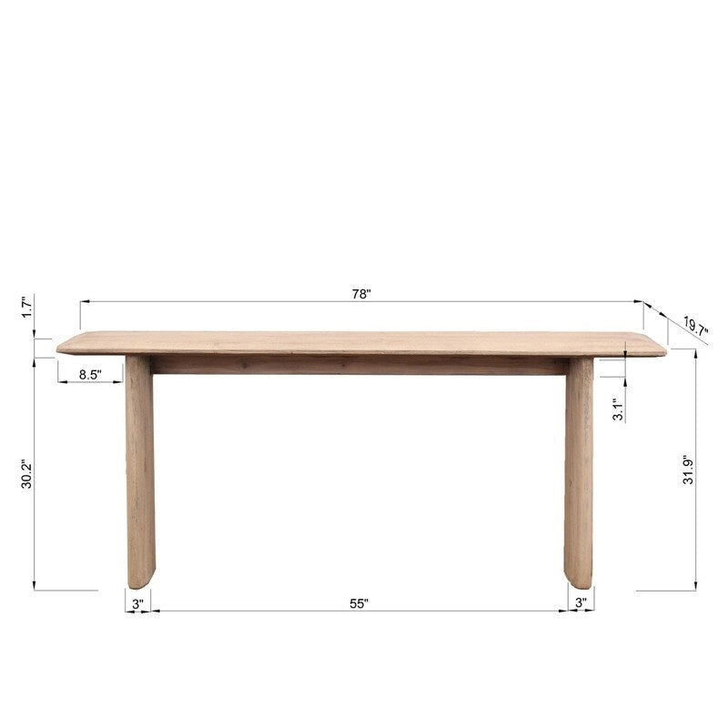 Console 78" Atrani – Finition naturelle vieillie, style rustique de ferme