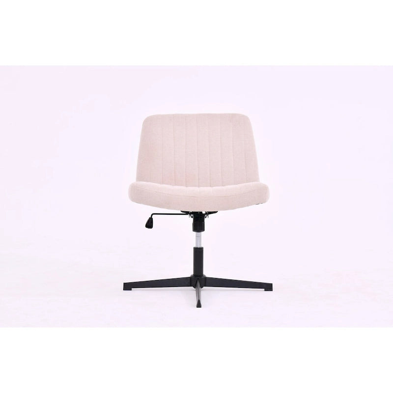 Cross Legged Office Chair, Wide Comfty Desk Chair, No Wheels Armless Computer Task Chair, Swivel and Height Adjustable