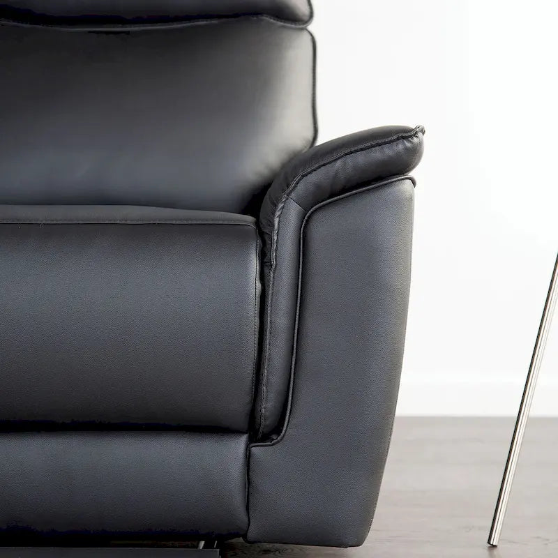 Fauteuil inclinable manuel moderne en cuir assorti avec accoudoirs évasés – Noir ou taupe
