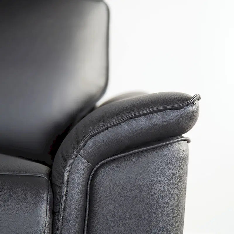 Fauteuil inclinable manuel moderne en cuir assorti avec accoudoirs évasés – Noir ou taupe