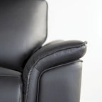 Fauteuil inclinable manuel moderne en cuir assorti avec accoudoirs évasés – Noir ou taupe