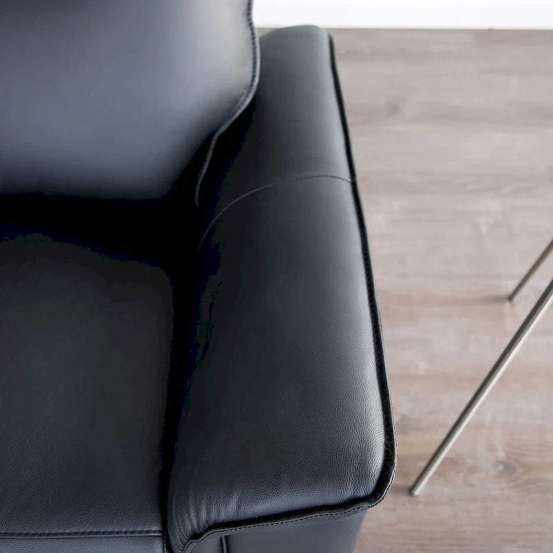 Fauteuil inclinable manuel moderne en cuir assorti avec accoudoirs évasés – Noir ou taupe
