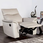 Fauteuil inclinable manuel moderne en cuir assorti avec accoudoirs évasés – Noir ou taupe