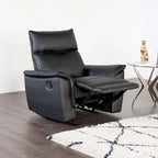 Fauteuil inclinable manuel moderne en cuir assorti avec accoudoirs évasés – Noir ou taupe